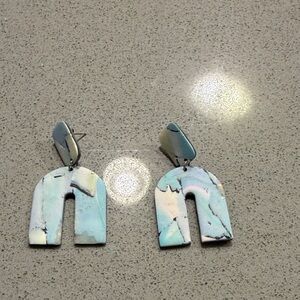 Handmade Abstract Clay Arch Earrings in Pastel Hues